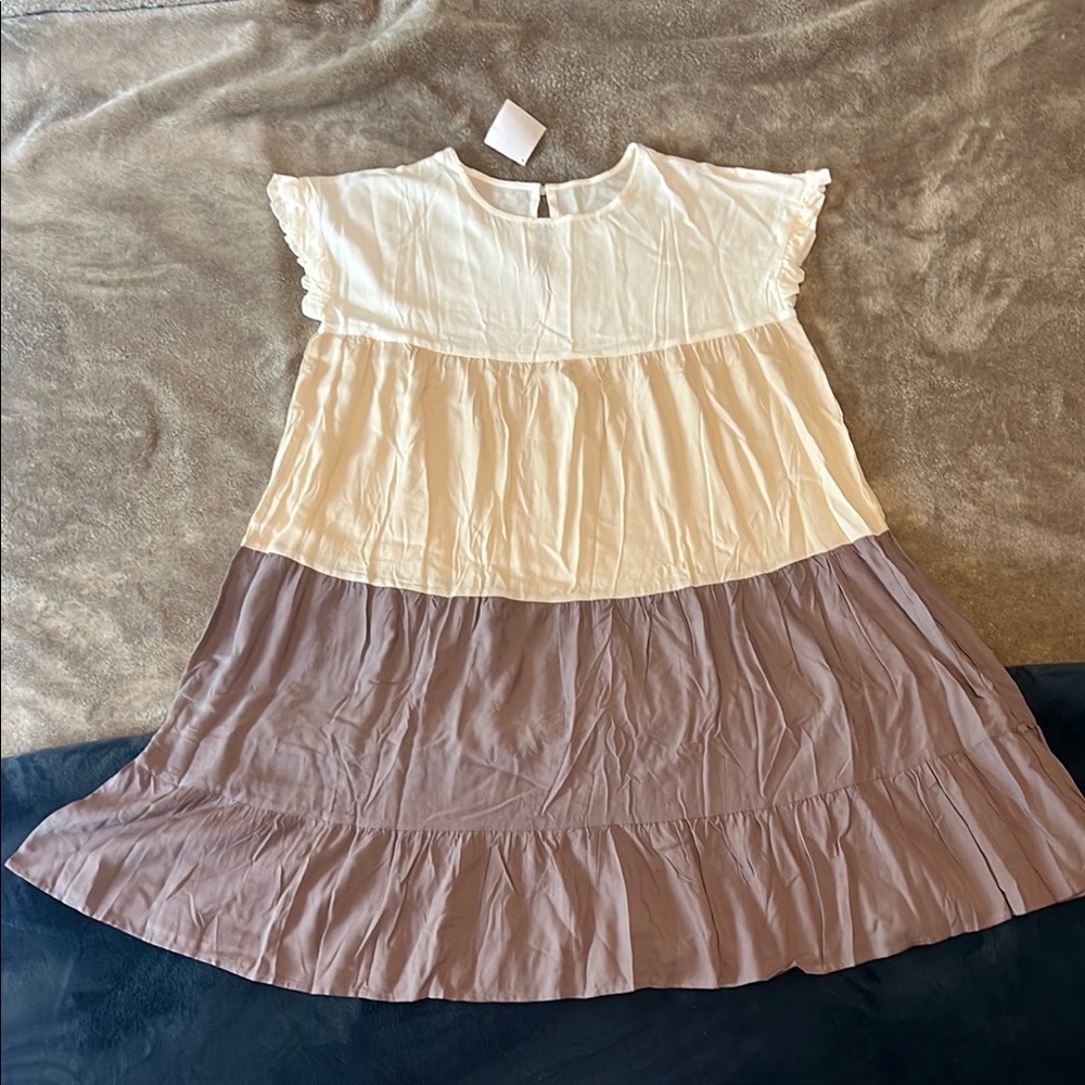 Charming Cream and Brown Dress